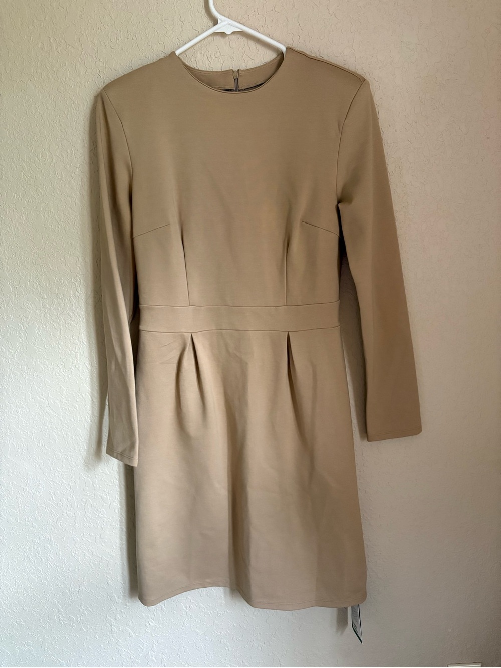 NWT HALARA Beige Long-Sleeve Midi Dress